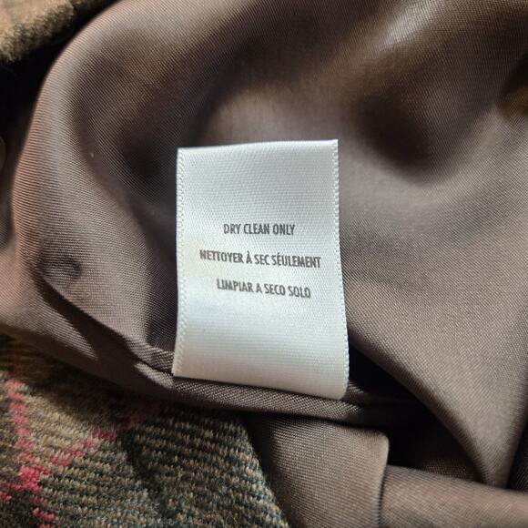 VTG Casual Corner 100% Wool Skirt sz XL* Brown Green Plaid Preppy READ - Picture 12 of 16